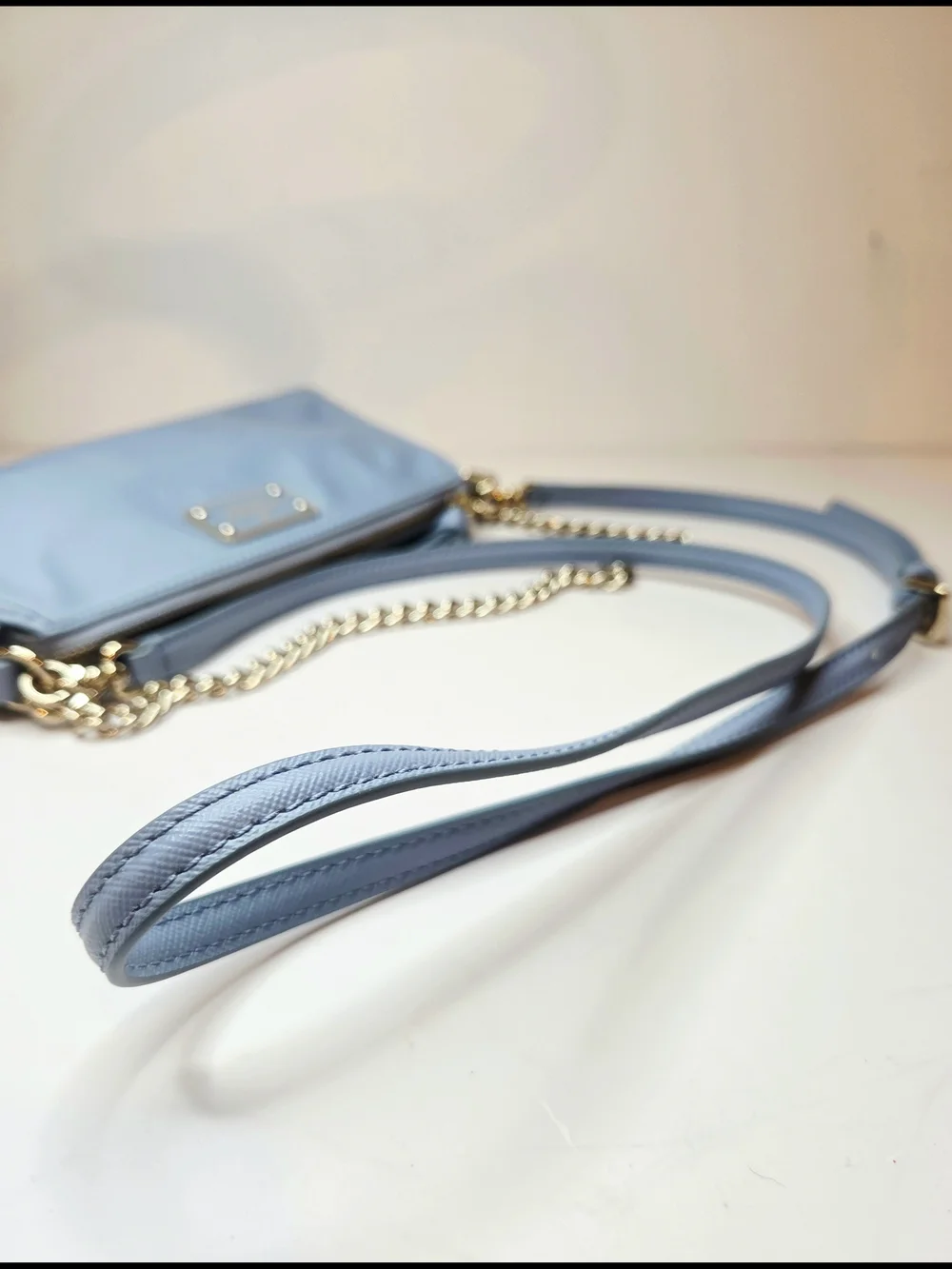 Kate Spade Convertible Crossbody Nylon Purse Baby Blue Baguette Demi Pochette